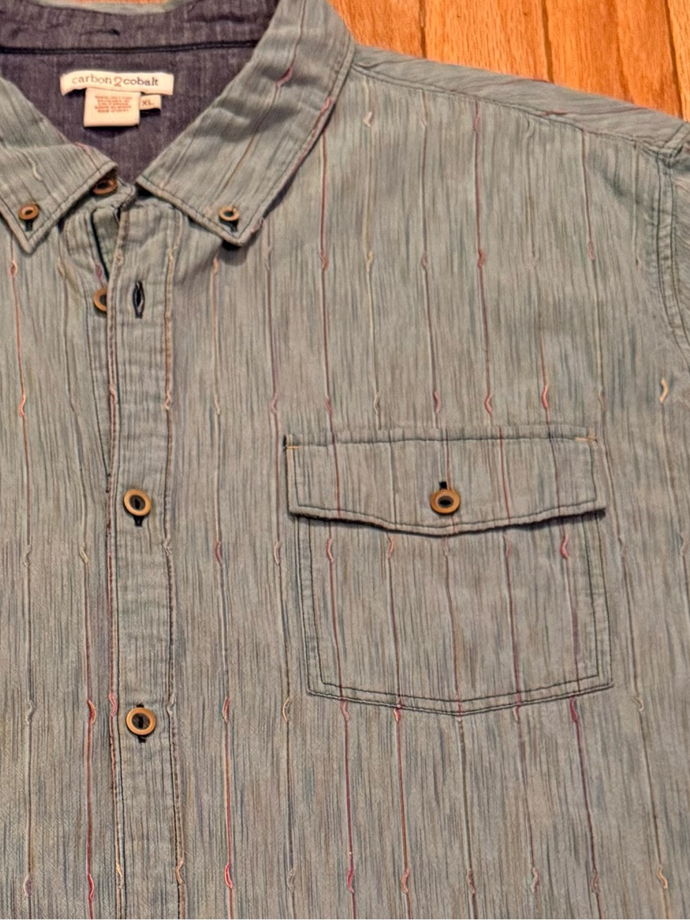 Light Blue Short-Sleeve Button-Up Shirt 100% Cotton